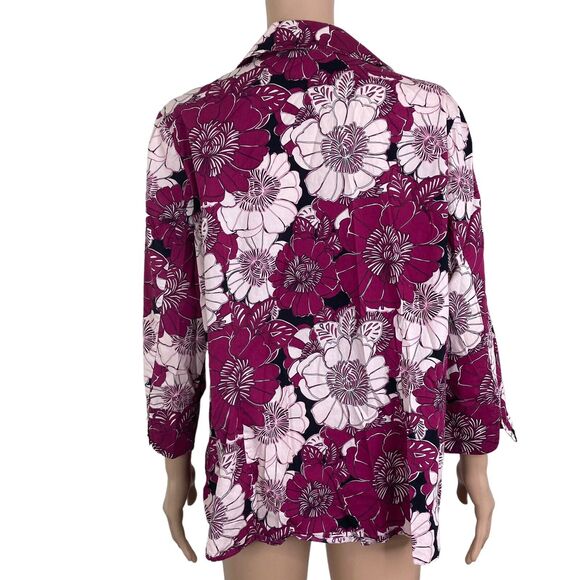 East Fifth Shirt Womens 1X Pink Purple Floral Button Down Blouse Lightweight - Picture 2 of 8
